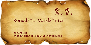 Kondás Valéria névjegykártya
